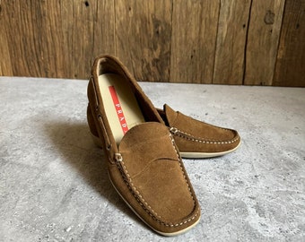Vintage Prada Women’s Suede Tan Loafers SIZE US 5