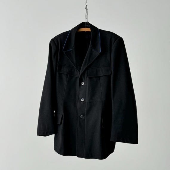 50s Vintage Workwear 1959 Dated Swiss Railway Work Jacket Black