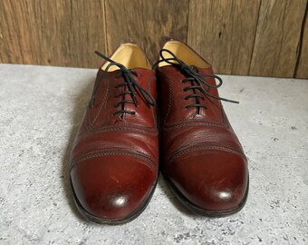 GRENSON MENS OXFORD DRESS SHOES 13D BROGUE CAP TOE CHILI BROWN MADE IN ENGLAND Men main image 4