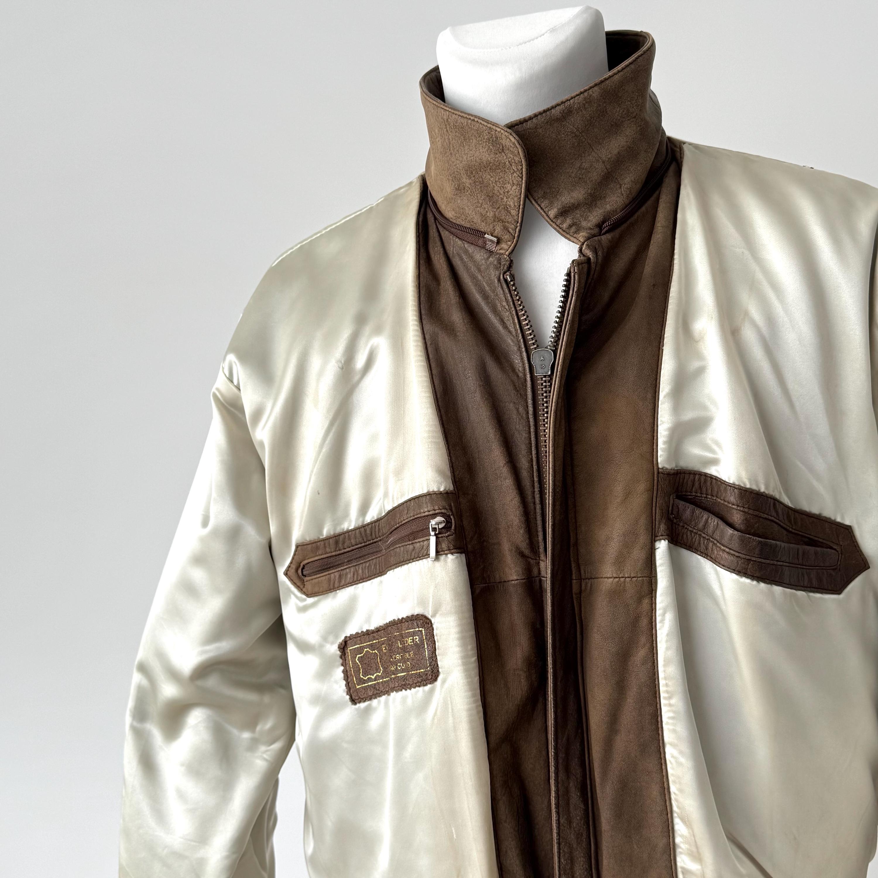 Vintage 1990s Aviator A2 Flying Faded Brown Leather Bomber Jacket 
