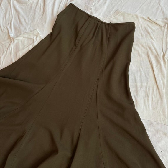 Women's Dries Van Noten Wool Khaki Skirt Size 38 - image 5
