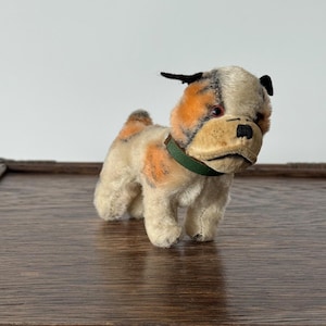 Vintage Steiff Bulldog – German Mohair Stuffed Animal Toy Dog – Collectible Plush Companion - Antique