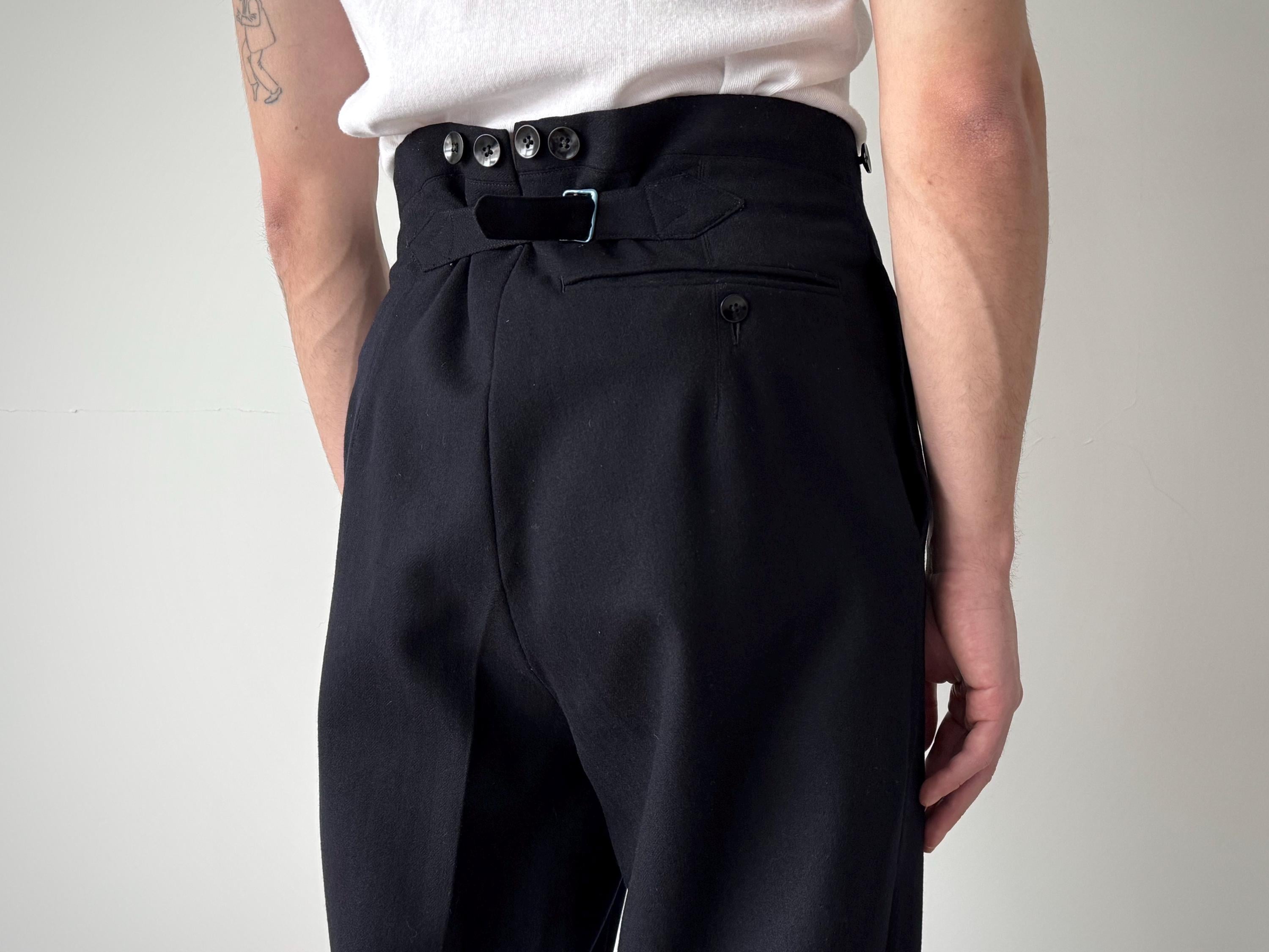 Authentic 1940s Men's Vintage French Wool Trousers – High-waisted