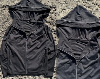 Codes Combine Asymmetrical Designer Zip Hoodie Gray Size M/L