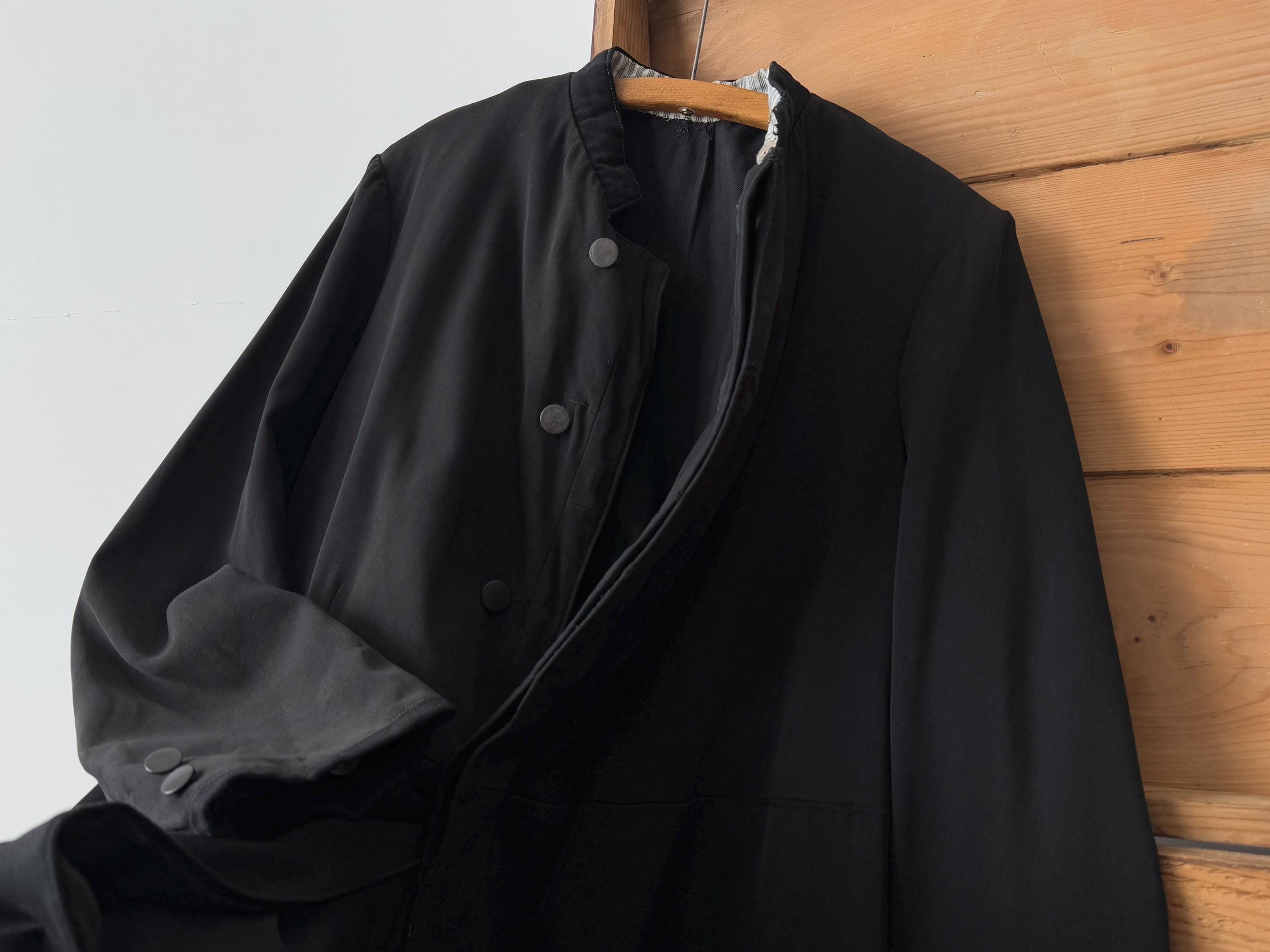 ～1920's french antique cassock coat Antique ≈1920s French 'solide' Buttons Black Cassock Jacket