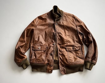 1950s - 1960s Vintage German 'Alfred Bauch' Brown Leather Jacket