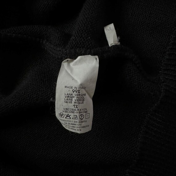 Men's Italian Designer Neil Barrett Wool Knit Zip Sweater Black