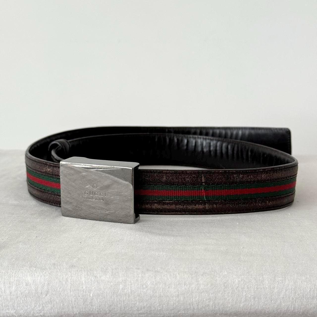 Buy Vintage Old Gucci GG Gold Tone Buckle Dark Brown Leather Belt Great  Condition Online in India - Etsy