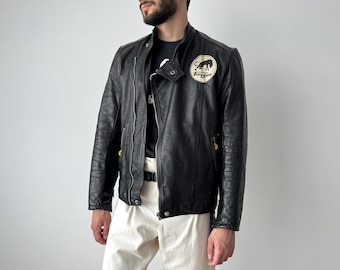 Vintage 1980s Furygan Leather Motorcycle Jacket Made in