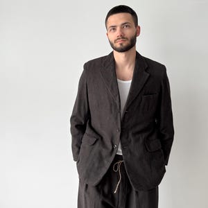 1960s Men&#39;s Vintage European Style Two Piece Brown Wool Suit Size M/L - Classic Mid-Century Formalwear Heritage Old Fashion