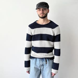 Diesel Tricot & Co Opium Striped Knit Sweater - Avant Garde Heavyweight Knitwear - Y2K Grunge Pullover - Unisex Streetwear Size M