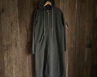 Herren Rick Owens Drkshdw Long Zip Hoodie Dark Dust Größe S Avantgarde Style