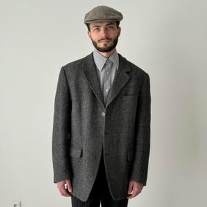 Blazer de espiga de tweed Harris tejido a mano de los años 60 - Chaqueta deportiva vintage para hombre - Estilo de caza y tiro - Talla M/L