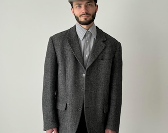 Handwoven 1960s Harris Tweed Herringbone Blazer - Vintage Men’s Sport Jacket - Hunting & Shooting Style - Size M/L
