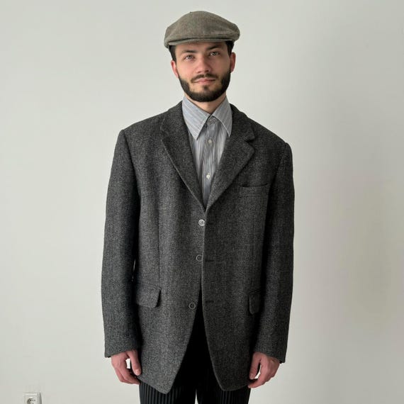 Blazer Harris Tweed Herringbone feito à mão dos anos 1960