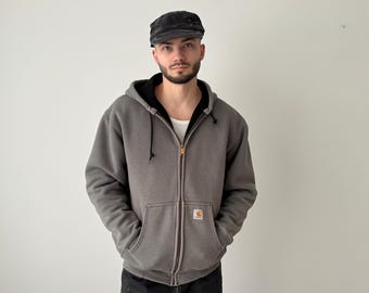 Vintage 1990s Carhartt Full Zip Embroidered Hoodie / 90s Hoodie