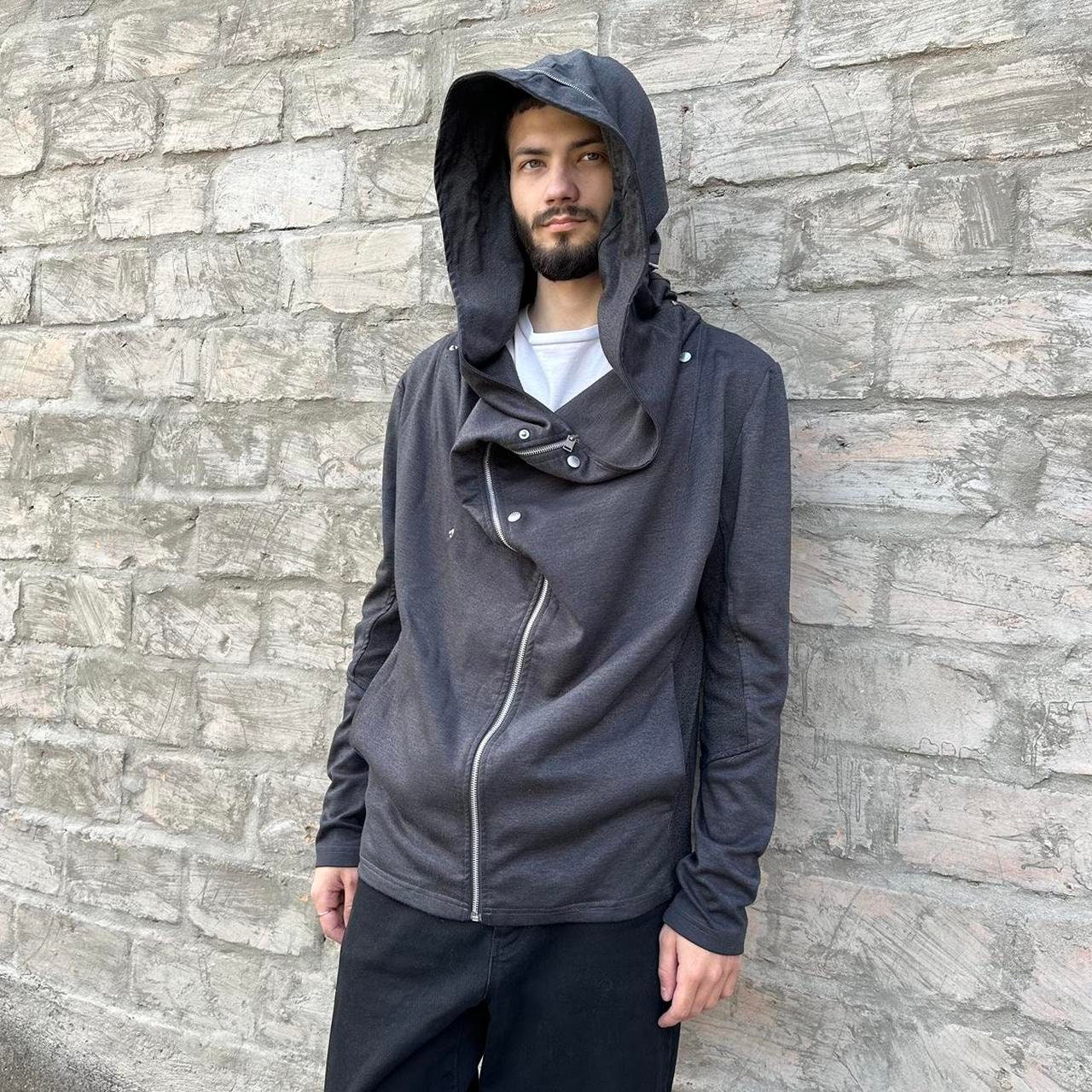 Codes Combine Asymmetrical Designer Zip Hoodie Gray Size M/L Goth 