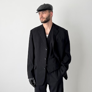 1960s Austrian Men’s Three Piece Suit – Vintage Black Formalwear – Retro Classic Elegance for Distinguished Gentlemen SIZE ≈ Medium