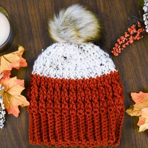 Orange Fall Beanie for Women Handmade Crochet