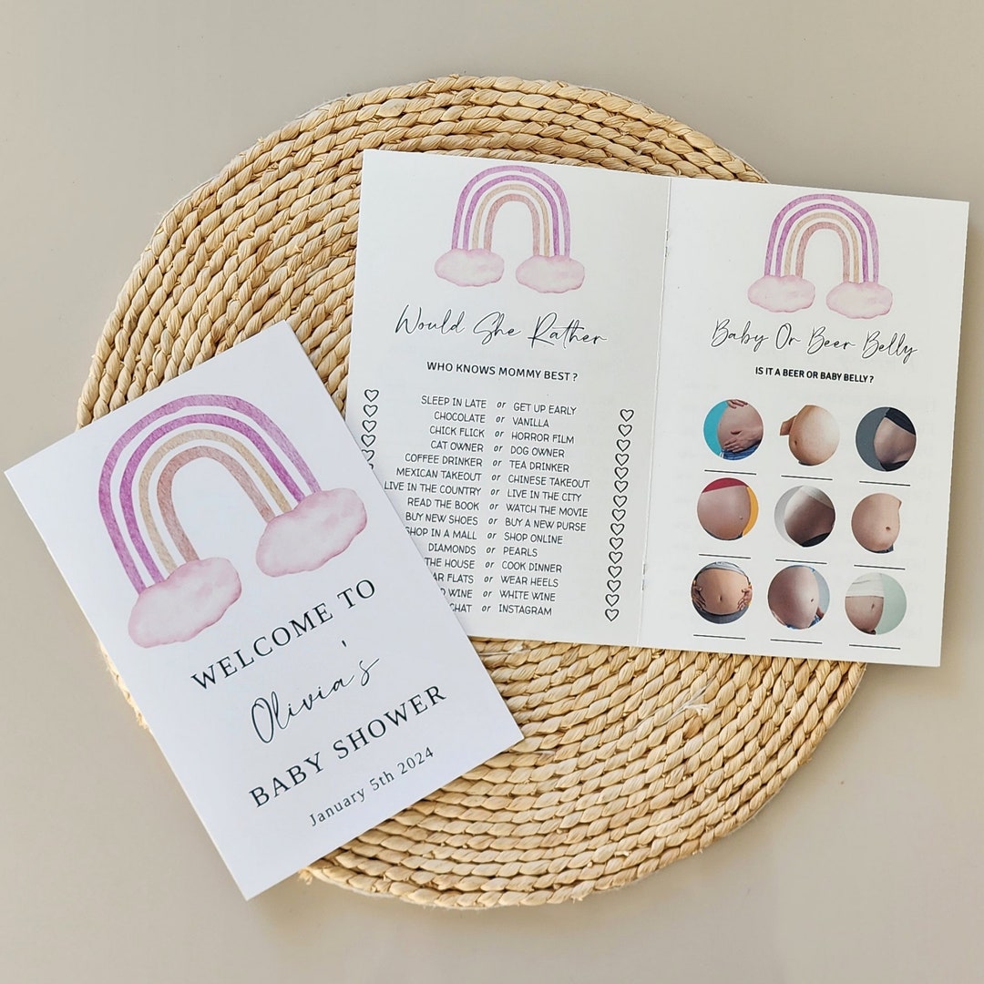 Rainbow Baby Shower Game Booklet, Pink Rainbow Theme Shower Activity - Etsy