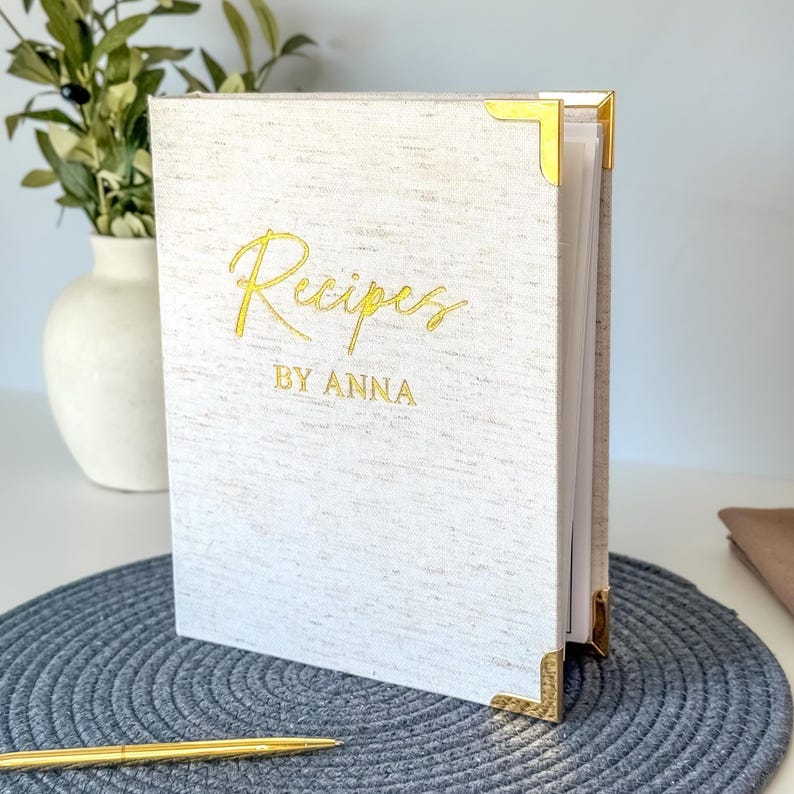 Linen Recipe Binder | Personalized Family Recipe Book | Heirloom Recipe ...