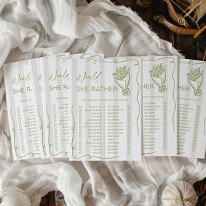 Fresh Off The Market Printed Would She Rather Bridal Shower Game image 2