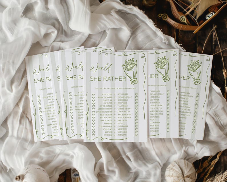 Fresh Off The Market Printed Would She Rather Bridal Shower Game image 2