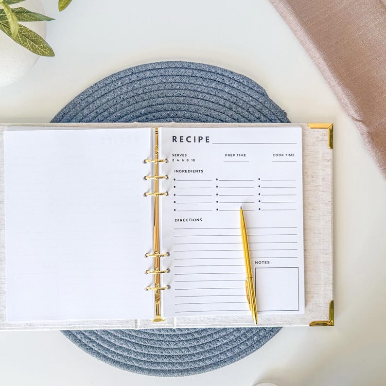 Linen Recipe Binder | Personalized Family Recipe Book | Heirloom Recipe ...