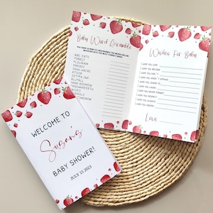Baby Shower Game Booklet, Strawberry Baby Shower Games, A Berry Sweet Baby Game Booklet, Shower Activity