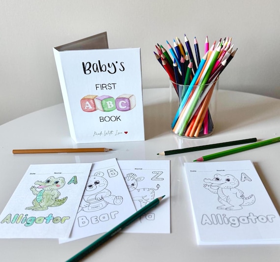 ABC Coloring Book: Baby Shower Guest Book Alternative
