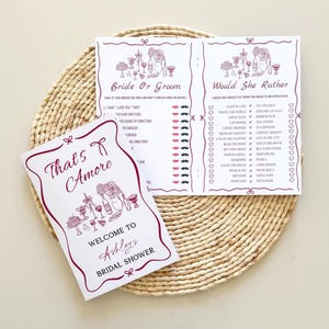 Printed That's Amore Bridal Shower Game Booklets, Amore Bridal Party Games Book, Red Shower That's Amore Activity Book