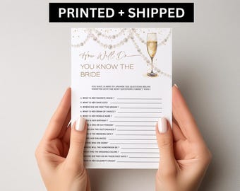 Pearls & Prosecco Printed How Well do You Know The Bride Game