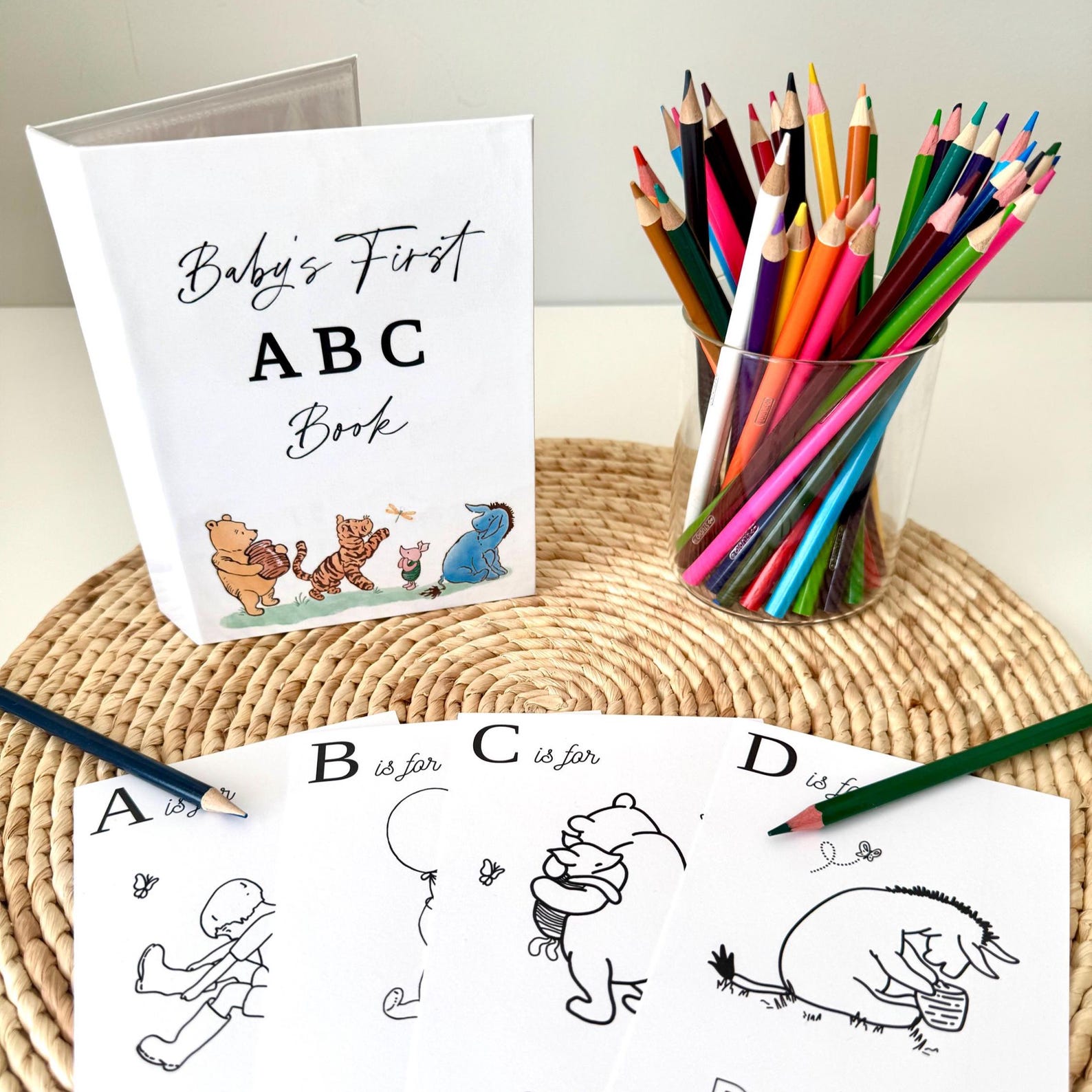 ABC Coloring Guest Book Winnie Pooh Theme: Baby Shower Keepsake ...