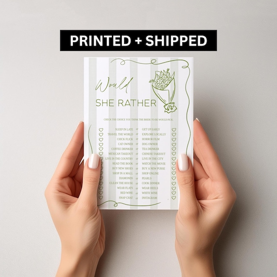 Fresh Off The Market Printed Would She Rather Bridal Shower Game