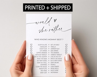 Printed Would She Rather Baby Shower Game: Minimalist Activity