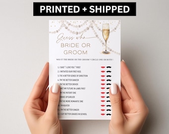Pearls & Prosecco Printed Bride Or Groom Game , He Said She Said Bridal Game