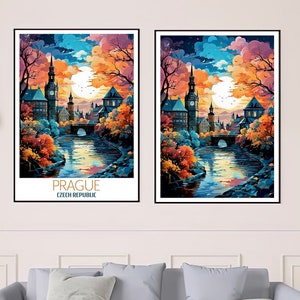 Prag Stadtbild, Poster Wandkunst Prag Kunstdruck, Papierplakat Prag Landschaft, Reiseplakat, Reisekunst, Travel Print