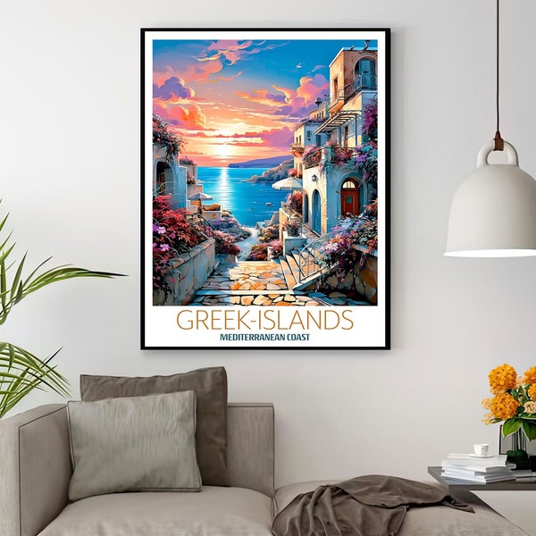 Greek Islands Wall art print - wall decoration, Greece poster, Greek landscape poster, Greece print, living room, wall decor, artful decorer