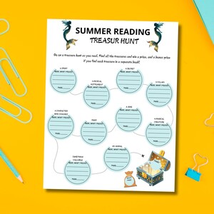 Sommer lesen für Kinder zum Ausdrucken, Sommer Lese Schatzkarte, Lese Herausforderung, Kinder Lese Herausforderung, Sofort PDF-Download