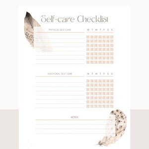 Self Care Checklist, Digital PDF Checklist, Self Care Routine, Personal Daily Checklist