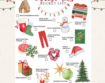 Christmas Bucket List, Christmas Activity Printable, Holiday Family Fun