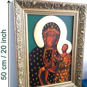 Black Madonna of Częstochowa icon Painting hand painted on canvas with gold wooden frame Art Home Wall Decor Catholic Painting