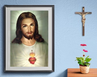 The Most Sacred Heart of Jesus V3 Poster Print Art Home Wall Decor ...
