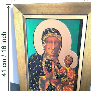 Black Madonna of Częstochowa icon Painting hand painted on canvas with gold wooden frame Art Home Wall Decor Catholic Painting 36x49