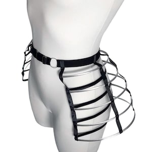 Silver black hoop skirt Cage skirt crinoline Bustle skirt Cage belt Rave accessories Burlesque Panier