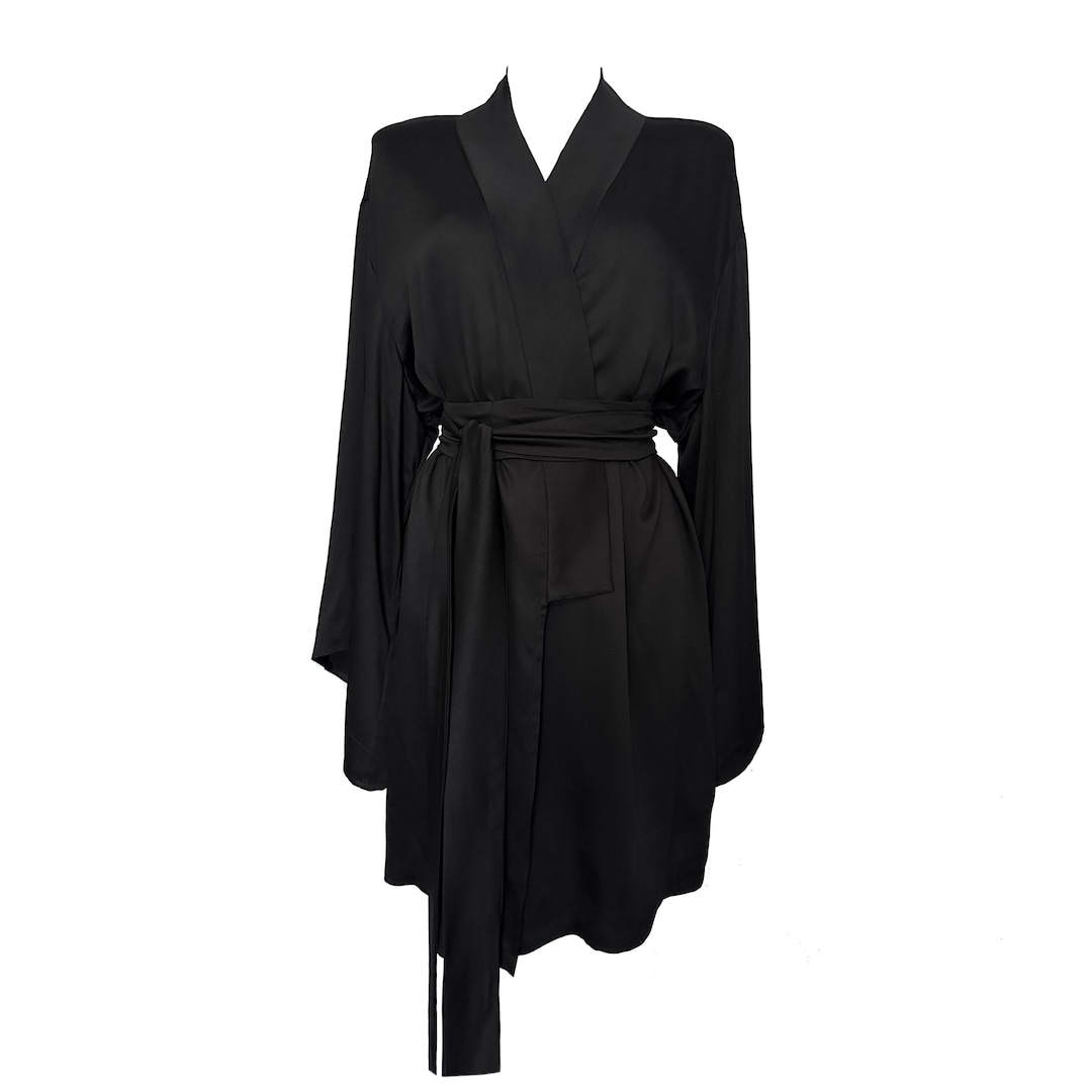 Kimono black velvet mini dress