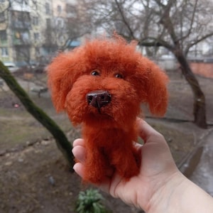 Fluffy Dog Figurine, Small Plush Poodle, Soft Puppy Plushie, Pet Memorial
