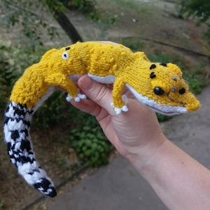 Soft Gecko Plush Figurine, Stuffed Lizard Plushie, Amigurumi Gecko, Cute Leopard Gecko Plush, Crochet Decorative Gecko
