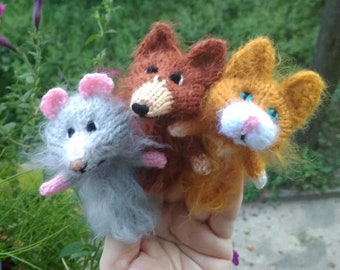 Finger puppets Animals, Finger Puppets cat dog, Crochet puppets, Toddler toys, Puppets Pet, Educational Toy, Montessori Toys, Puppet mouse