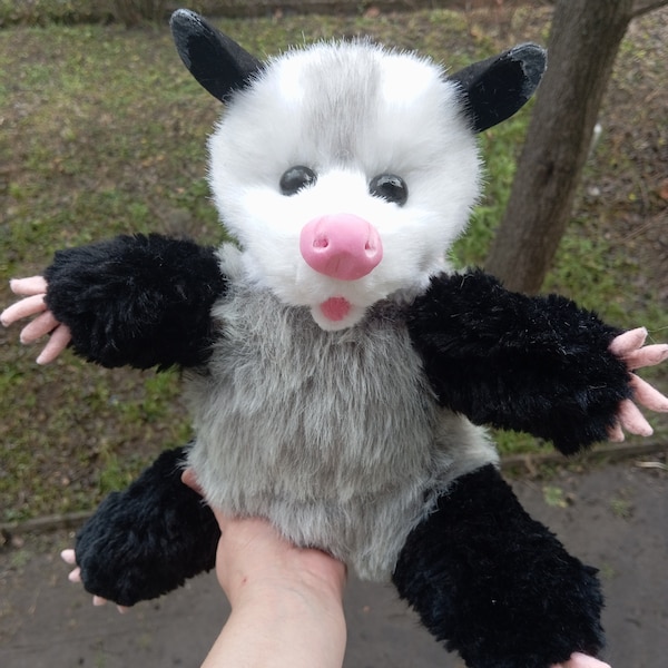 Possum Stuffed Plush, Stuffed Animal Cute, Opossum Snuggly, Possum Plush Toy, Grey Possum Softie, Chubby Opossum Stuffed Animal